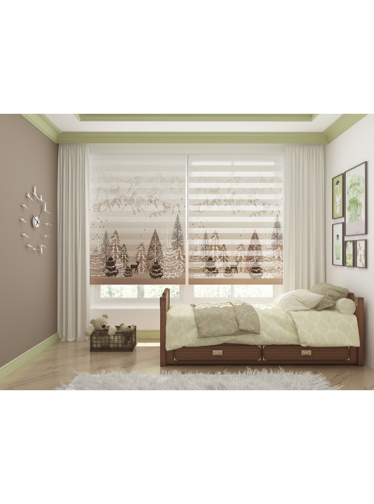 ZEBRA PERDE KAHVERENGİ ORMAN MODELİ